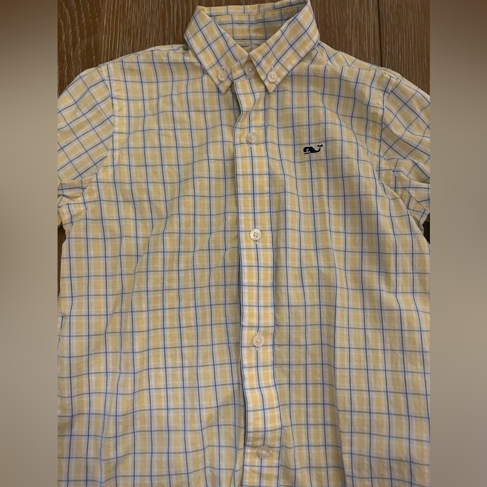 Vineyard Vines Boys Yellow and Blue Plaid Shirt